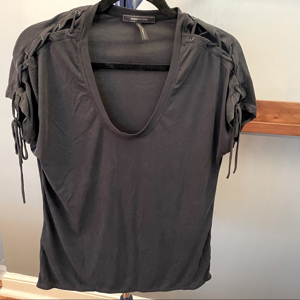 Bcbgmaxazria braided lace up top